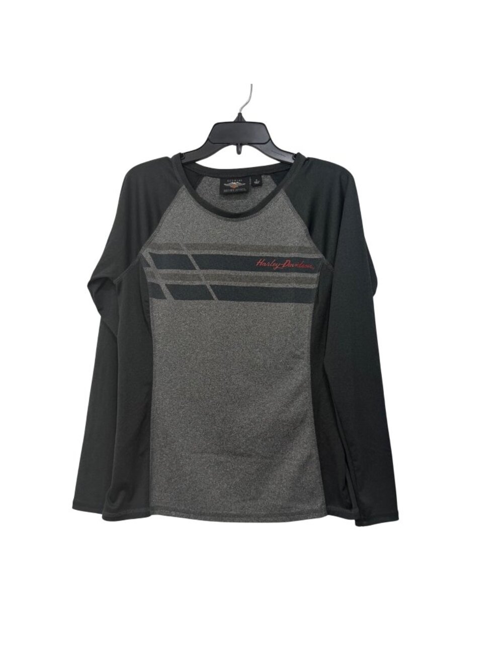 Harley-Davidson Long Sleeve Gray & Black Raglan Shirt Women SZ M